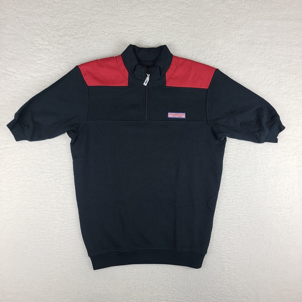 Vineyard Vines Sweater Mens XS Extra‎ Small Black Short Sleeve Quarter Zip